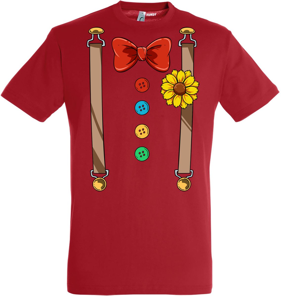 T-shirt Bretels Kostuum | Carnaval | Carnavalskleding Dames Heren | Rood | maat L